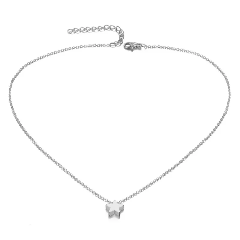 Fashion Choker Chain Necklace Women Simple Gold Silver Star Pendant Charm Jewelry Collares Mujer | Украшения и аксессуары