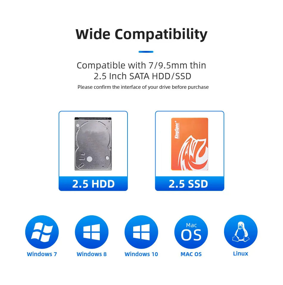 Kingspec SSD чехол 2 5 SATA к USB 3 0 адаптер Корпус жесткого диска для Тип C 1 HD внешний HDD