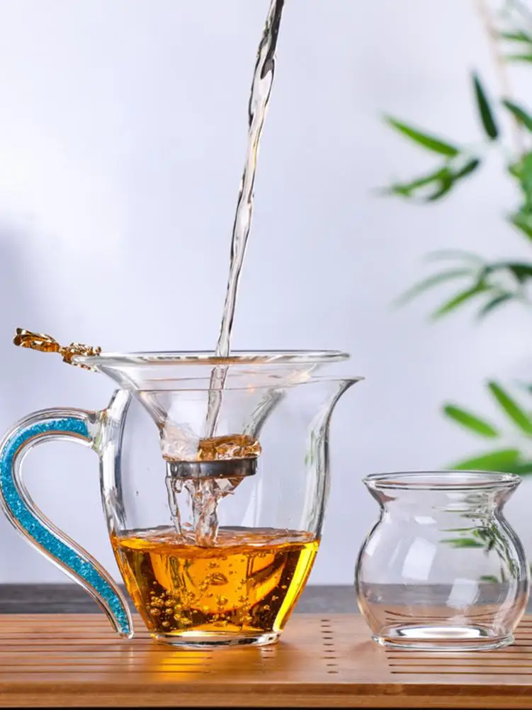 Стеклянный ситечко для чая с ручкой Чайный фильтр заварки листового китайский