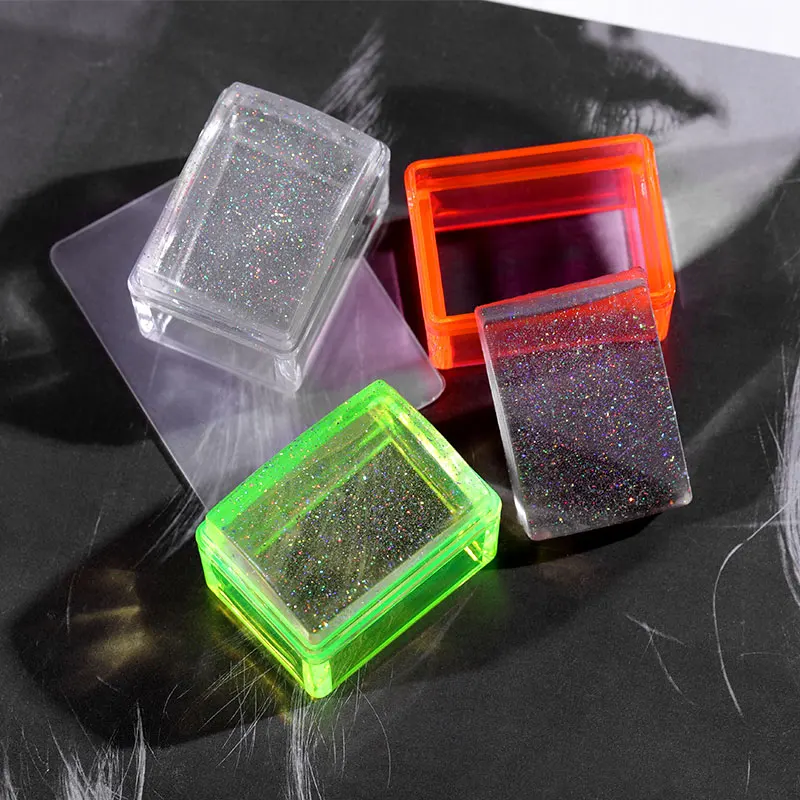 Силиконовый стемпер для ногтей прямоугольный флуоресцентный зеленый розовый