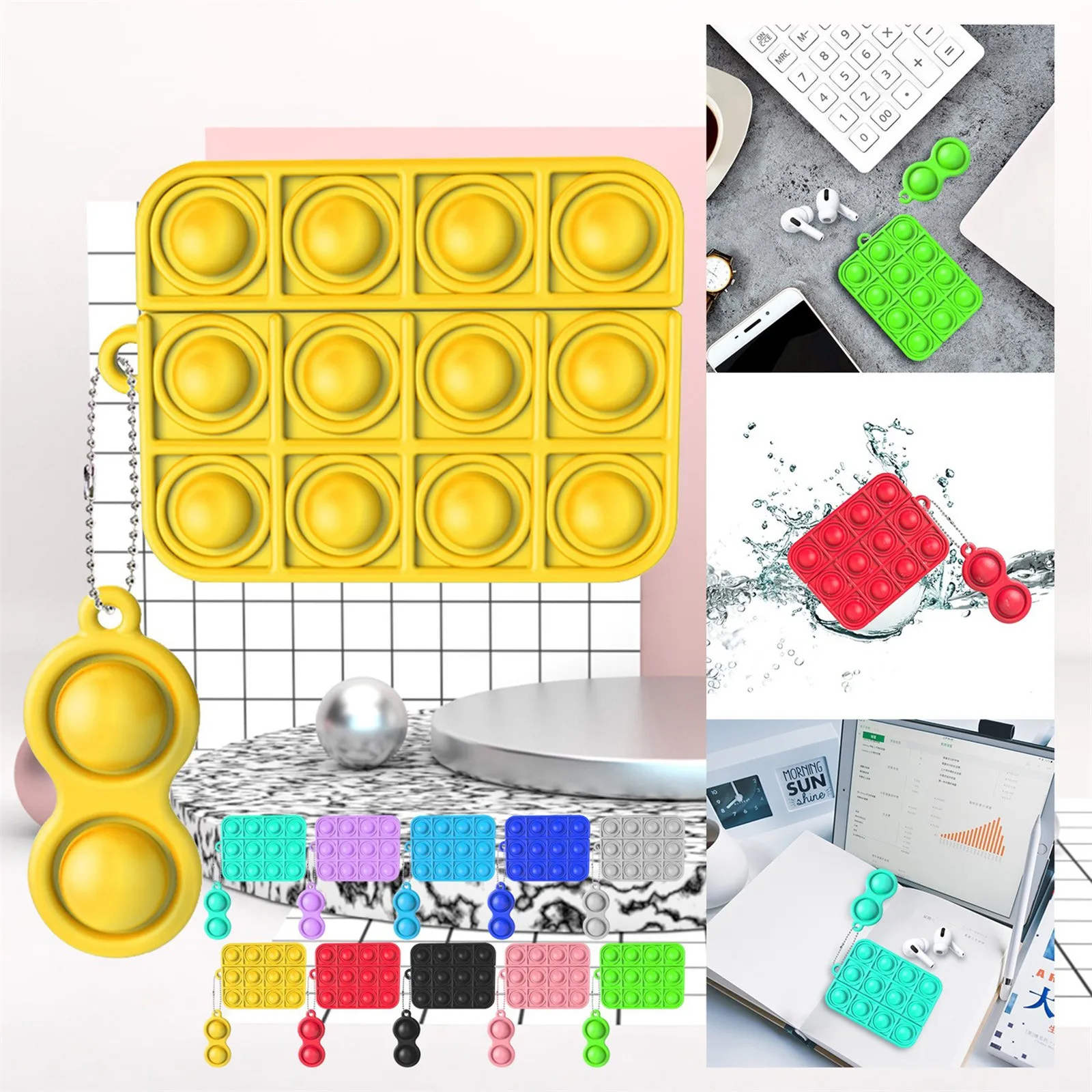 

Figet Simple Dimple Push Bubble Sensory Toy For Adults Protective Cover Wireless Earphone Sleeve Stress Relief Hand Fidget Toys