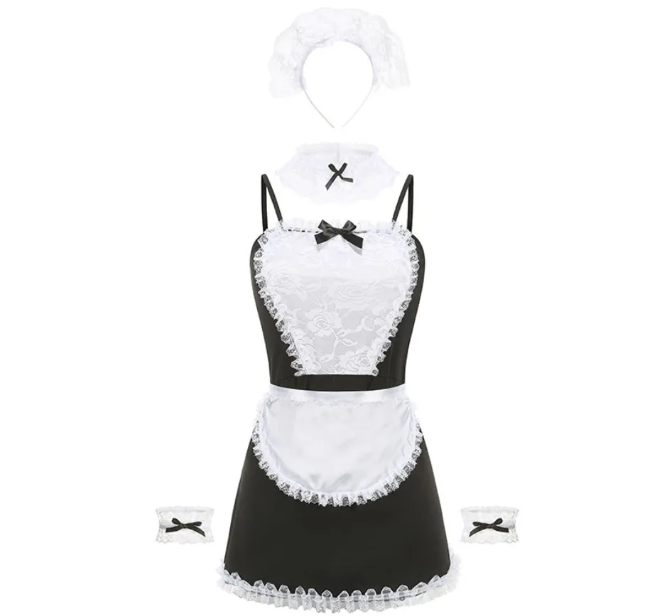 

Lolita Meid Outfits Sexy Lingerie Cosplay Kostuums Perspectief Lingerie Ondergoed Servant Klassieke Erotische Kant Babydoll