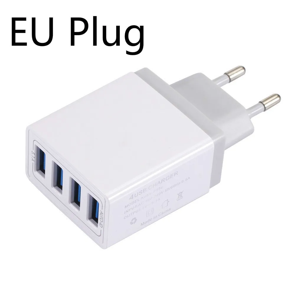 5.1A 4 порта USB зарядное устройство адаптер дорожное настенное зарядное устройство мобильный телефон быстрое зарядное устройство для iPhone X 8 6s Plus для samsung смартфон - Тип штекера: EU White