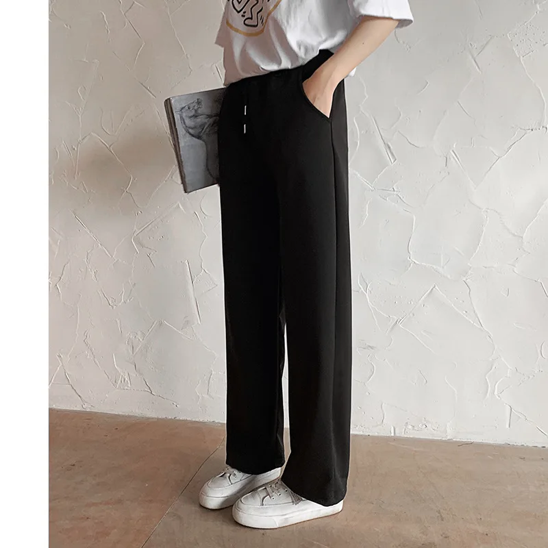 Wide Leg Pants Women 2020 Summer New High Waist Loose Black Streetwear All Match Casual Hot Sale Korean Style Free Shipping Bts | Женская