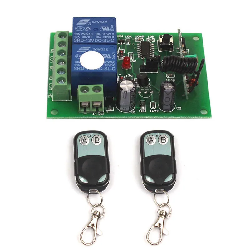 

Sleeplion 315/433MHz Remote Control 12V 2CH Switch Relay Wireless Remote Control Relay Module 12V 2Chanel Transmitter Receiver