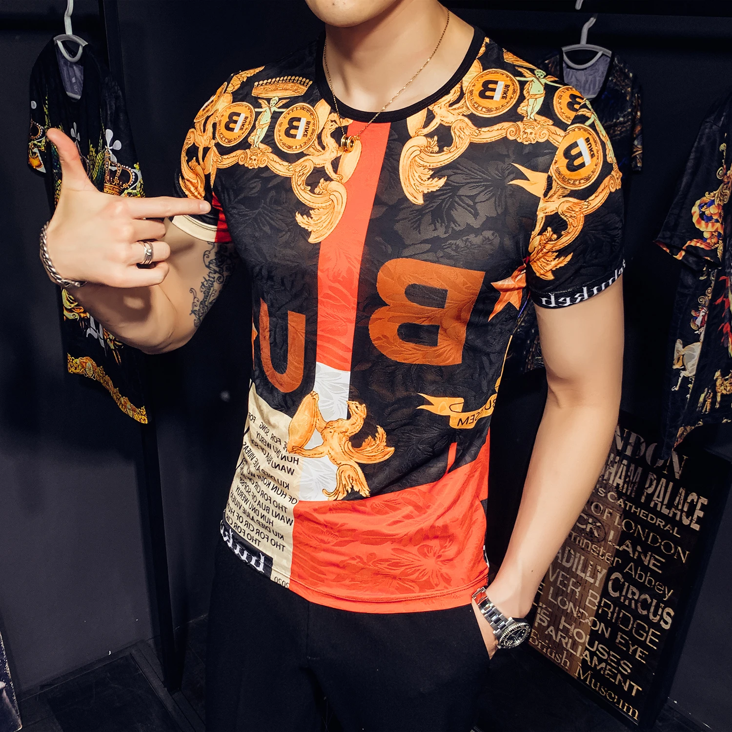 Футболка мужская с коротким рукавом шелковая дышащая уличная одежда топы