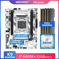 machinist x99 motherboard lga 2011 3 set kit with intel core i7 6800k processor 32g48 ddr4 2666mhz ram four channel x99 k9
