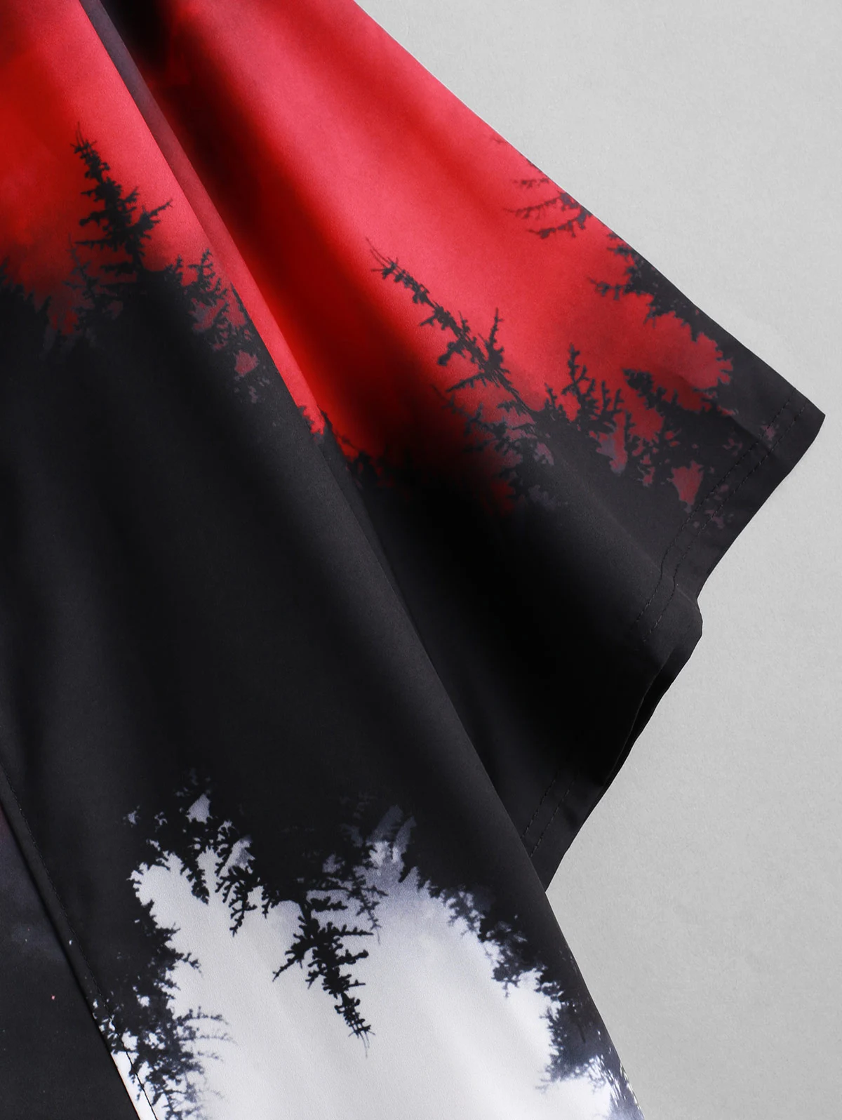 ZAFUL Rising Moon Through Tree Forest Print Casual Kimono Cardigan For Men Three Quarter Collarless Open Front Shirt | Мужская одежда