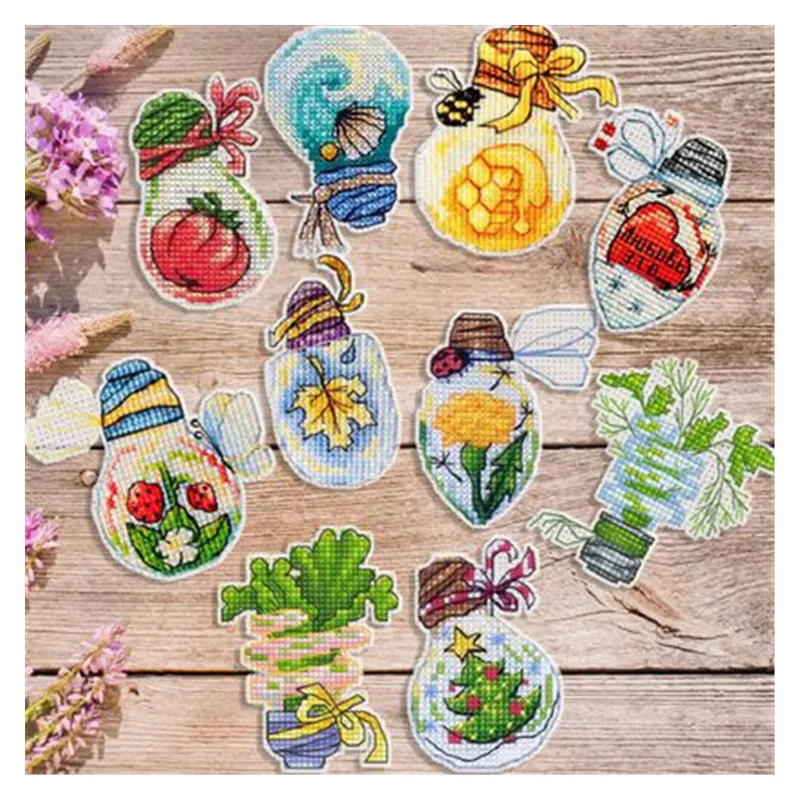 

BXT23 Decoration Home Decor Homfun Craft Christmas Cross Stich Set Counted DIY Cross Stitch Kits Fridge Refridgerator Magnets