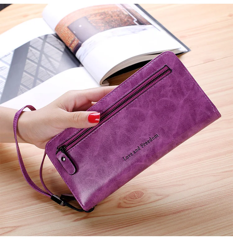 

long wallet for Women coin purse lady fashion large capacity zipper leather Clutch money bag hand bag card holder Phone pocket