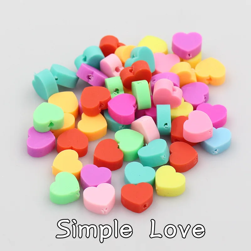 Смешанные заказы 50 шт./упак.) Fimo игровое тесто бусины фруктов, животных, квадратная форма Полимерная глина Spacer Бусины для браслетов или бус своими руками аксессуары - Цвет: Simple love