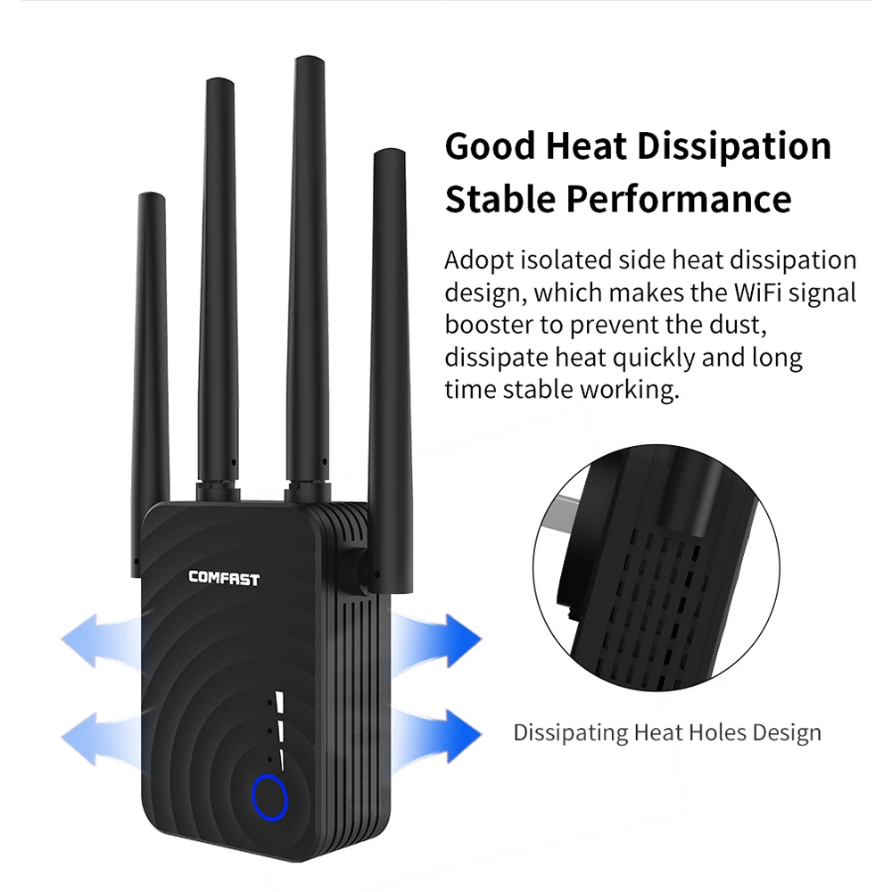 Расширитель Wi Fi 5 ГГц 1200 Мбит/с крышки усилителя 1500Sq.ft Беспроводной диапазона
