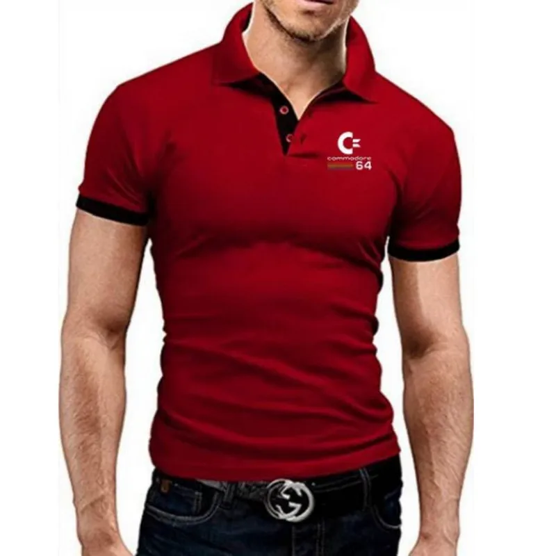 

New Spring Summer 2021 Men's Casual Polo Shirt Commodore 64 Men's T-shirt Slim Fit Breathable Short Sleeve S-5XL