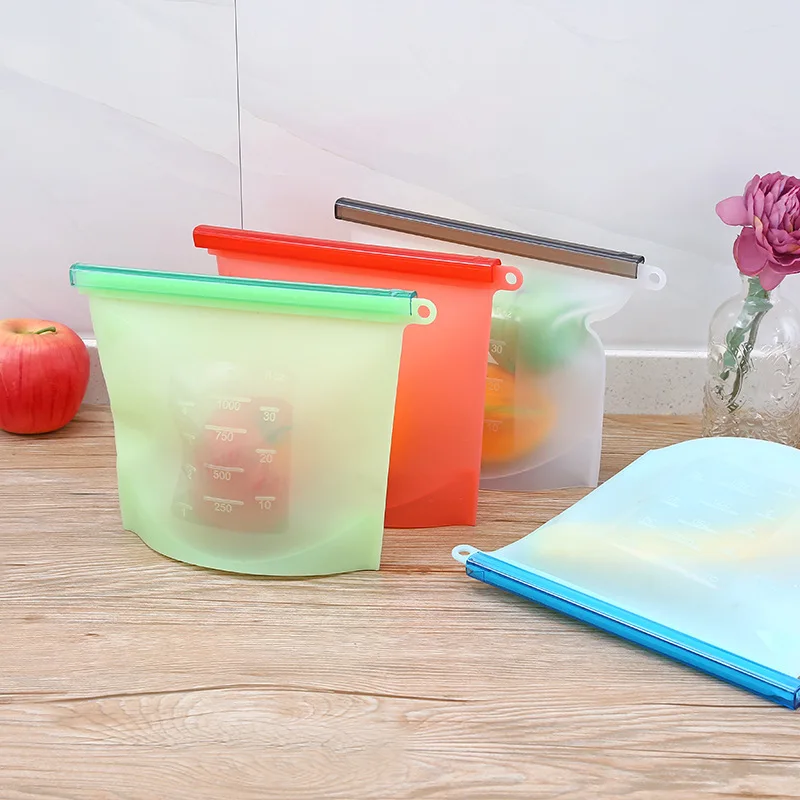

Large Silicone Food Storage Containers Leakproof Containers Reusable Stand Up Zip Shut Bag Cup Fresh Bag Food Storage Bag Wrap