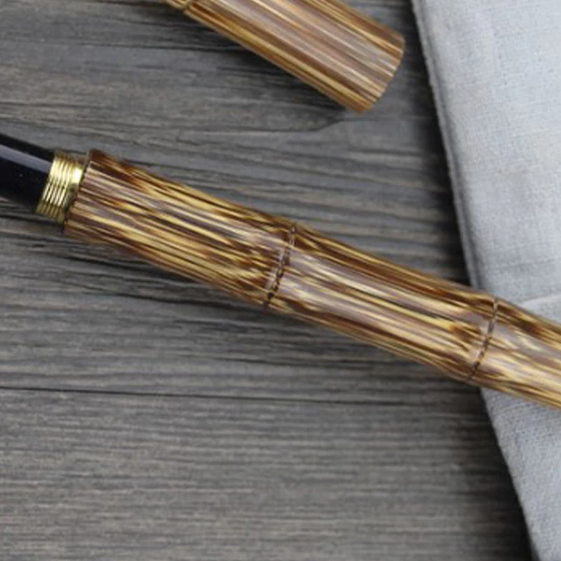

Handmade Greenstript Bamboo Fountain Pen Ink Pen Converter Filler F Nib Stationery Office School Supplies Writing Pen