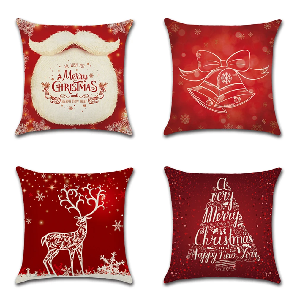 Красная рождественская наволочка 45x45 см подушки с принтом оленя наволочки для