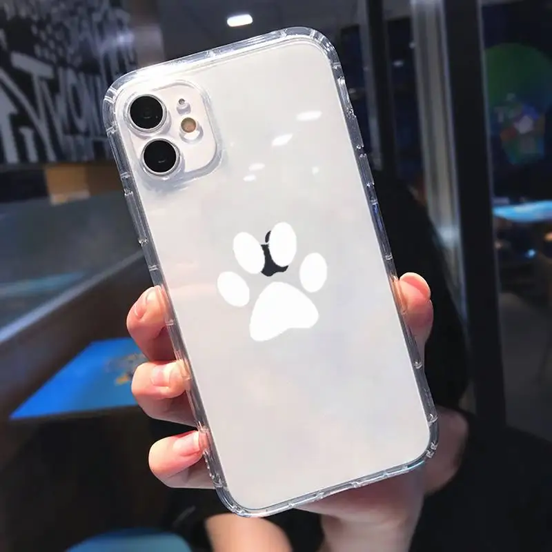 

Animal Cat Dog Paw print art aesthetics Phone Case Transparent for iPhone 11 12 mini pro XS MAX 8 7 6 6S Plus X 5S SE 2020 XR