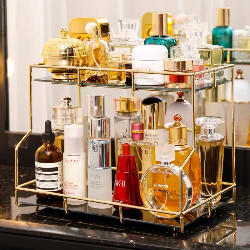 nordic luxury makeup organizer jewelry lipstick perfume storage tray large capacity cosmetic storage box desktop finishing shelf free global shipping