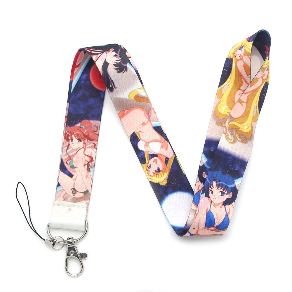 

12pcs/lot E3134 Anime Printed Lanyard Key Strap for Phone Keys Cartoon Lanyards ID Badge with Key Ring Holder