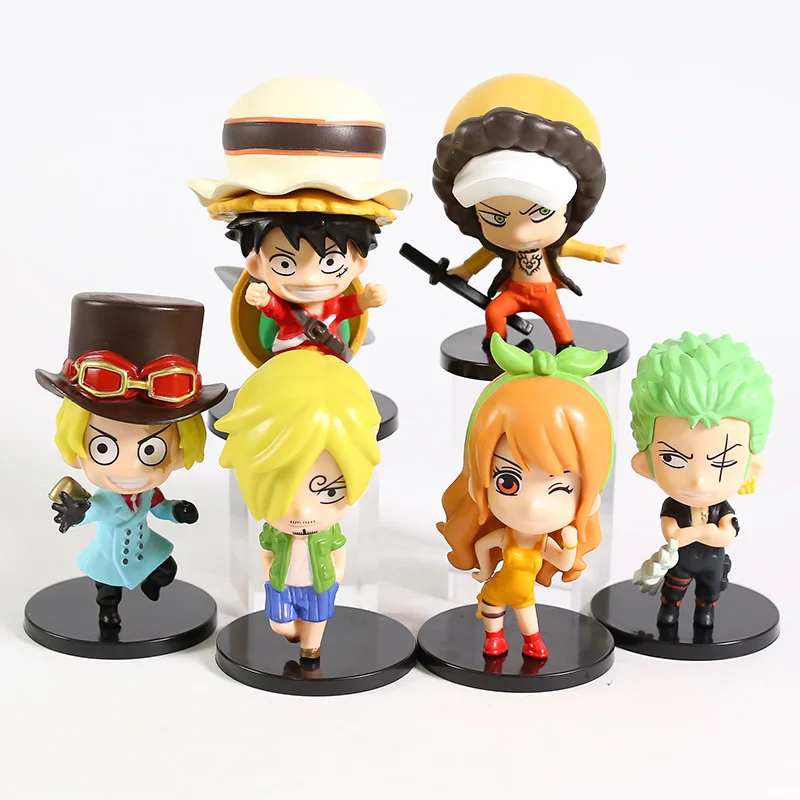 

One Piece Stampede Luffy Zoro Nami Sanji Sabo Law PVC Figures Q Version Dolls Toys 6pcs/set