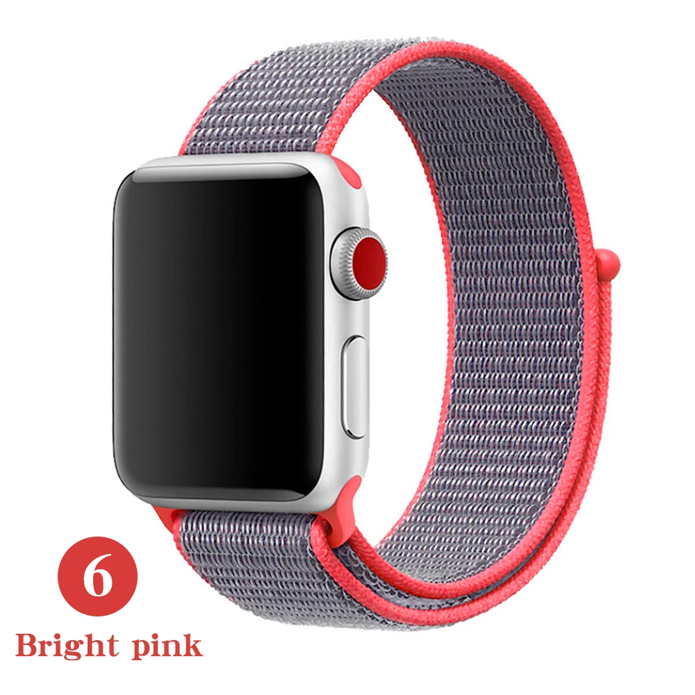 Bright pink Ремешок для Apple Watch серии 5 4 iwatch 42 мм 38 мм 44 мм 40 мм correa Apple Watch ремешок 321 аксессуары для умных часов браслет - Цвет ремешка: Bright pink