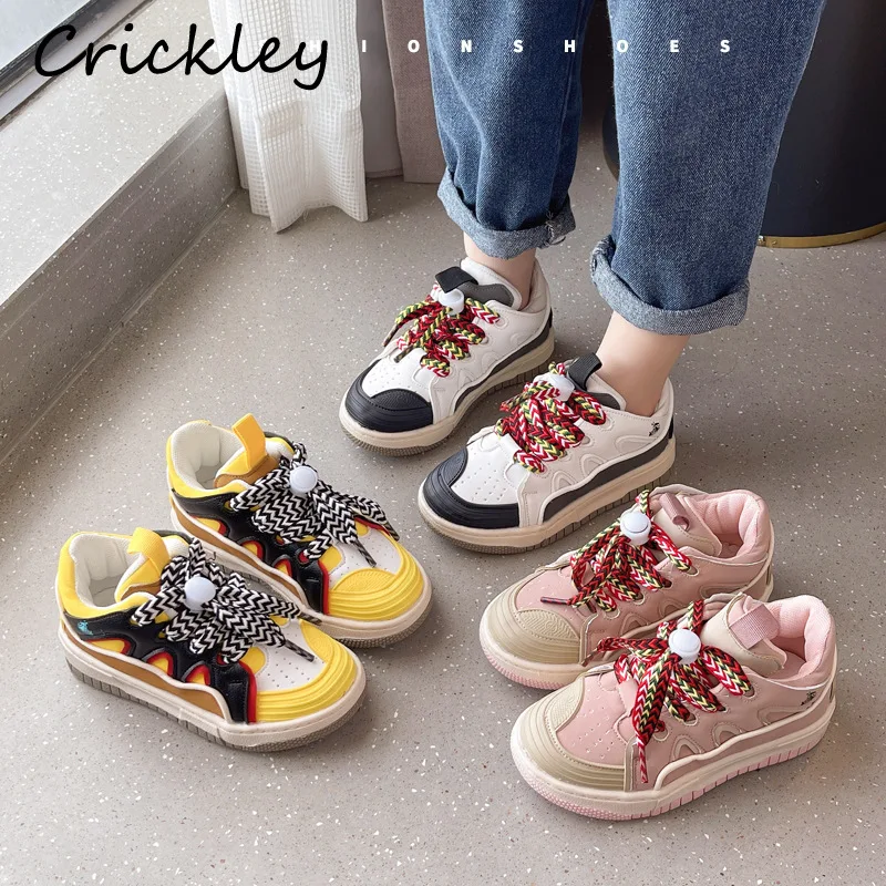 

Spring Autumn Mixed Colors Child's Casual Shoes PU Leather Sports Shoes For Boys Girls Soft Non Slip Fashion Kid Sneakers