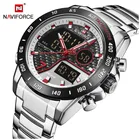 Часы наручные NAVIFORCE Мужские кварцевые, модные деловые Роскошные водонепроницаемые с двойным дисплеем и датой, в стиле милитари