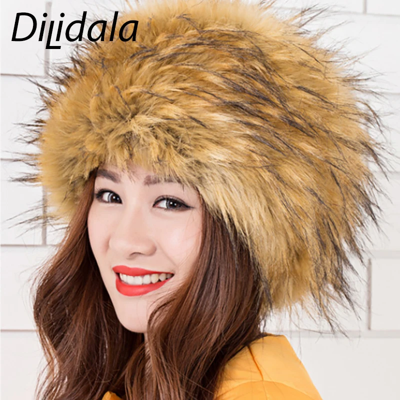 Dilidala Новая женская зимняя шапка для женщин, Высококачественная шапка из искусственного меха лисы, теплая Модная шапка, зимние шапки для женщин