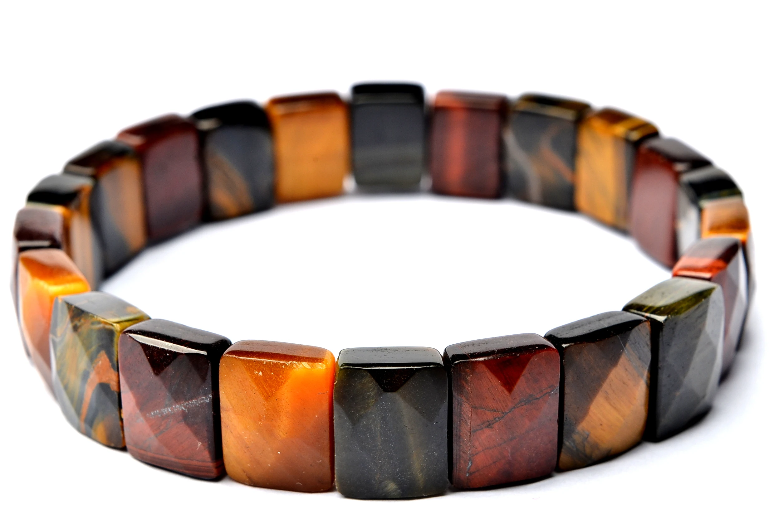 

Red yellow blue tiger eye 13x10 The surface of the cut Exquisite bracelet