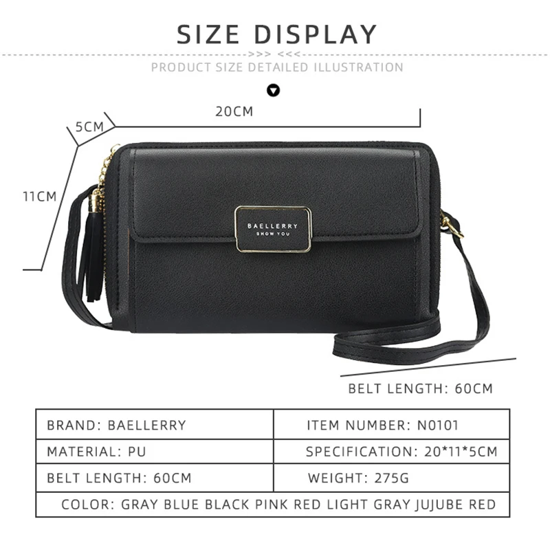 Baellerry Wallet Women Bag Zipper Tassel Long Purse Multifunctional Diagonal Mobile Phone Female Good Gift | Багаж и сумки