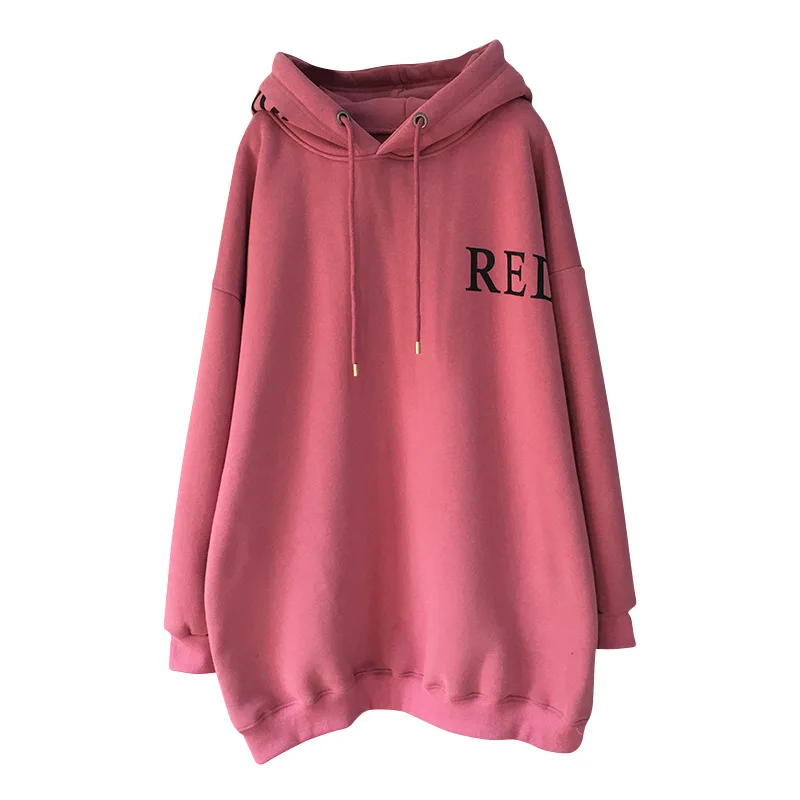 

2020 Autumn New Arrival Thick Plus Velvet Sweatshirt Korean Loose Plus Size Letter Long-sleeved Hooded Sweatshirt Free Shipping