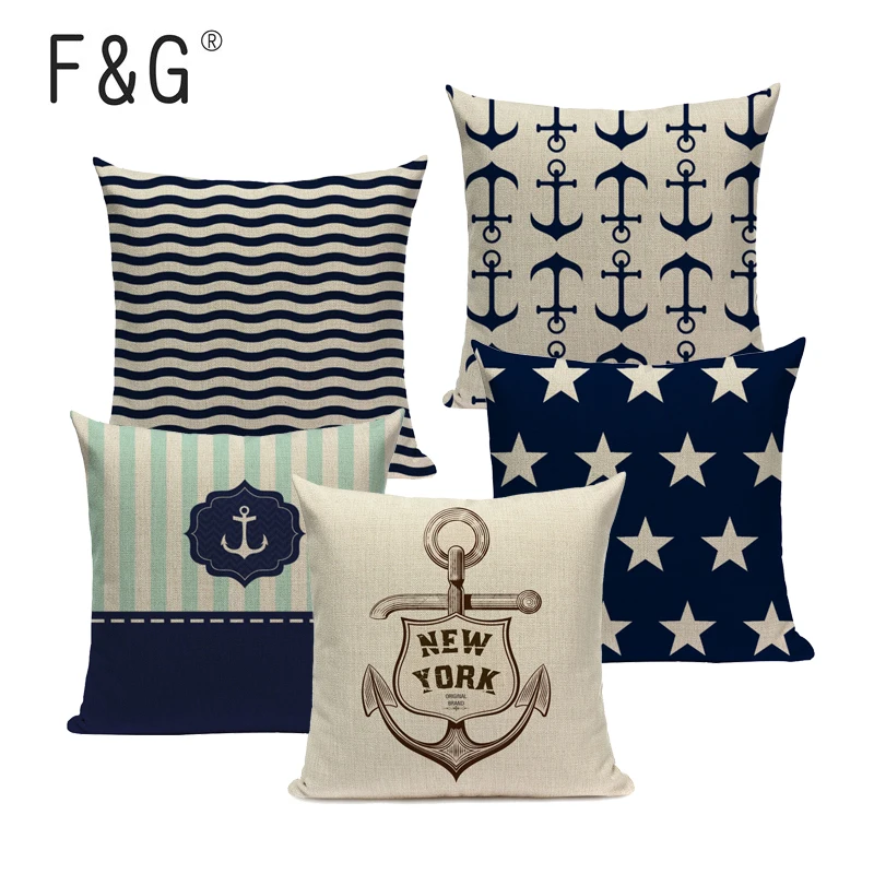 Морской диванные подушки якорь море Стиль пледы Чехол Диван Декор для дома или