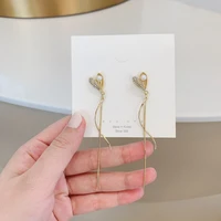 2022 korean heart earings crystal pearl tassel earrings geometric pendant bride wedding jewelry gift earrings for women