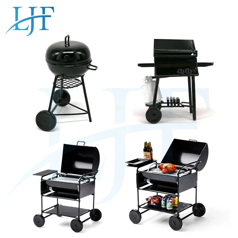 LJF 1 pcs Mini Metal Simulation Barbecue Grills BBQ Oven Model for 1/10 RC Crawler Car Model Decoration DIY parts L355