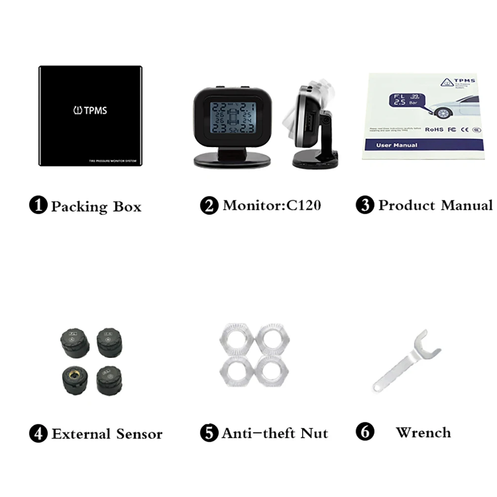 Автомобильный TPMS ЖК-экран система контроля давления в шинах датчик монитор с 4