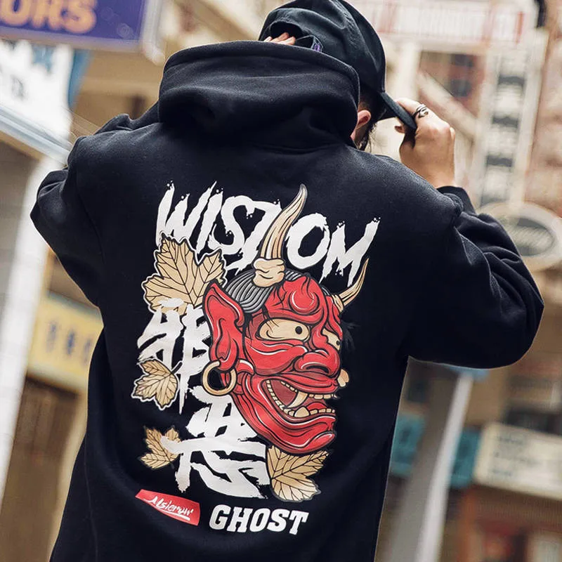5XL модная толстовка с капюшоном в стиле Харадзюку, мужская повседневная черная толстовка в стиле хип-хоп с японским принтом, уличная одежда, верхняя одежда, зимнее пальто с капюшоном