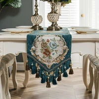 yarn dyed european jacquard table runner classic retro court style tassels pendant table runner sideboard cabinet cover towel