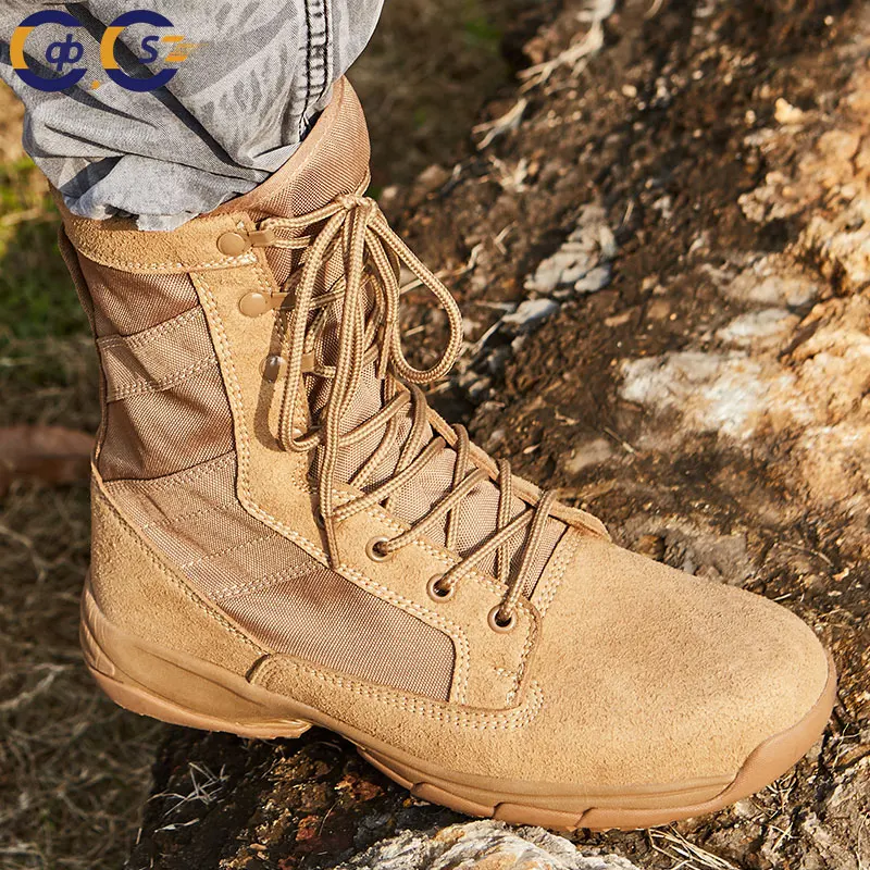 Spring outdoor combat boots sand-colored special forces fan high top breathable tactical training land training hiking boots men