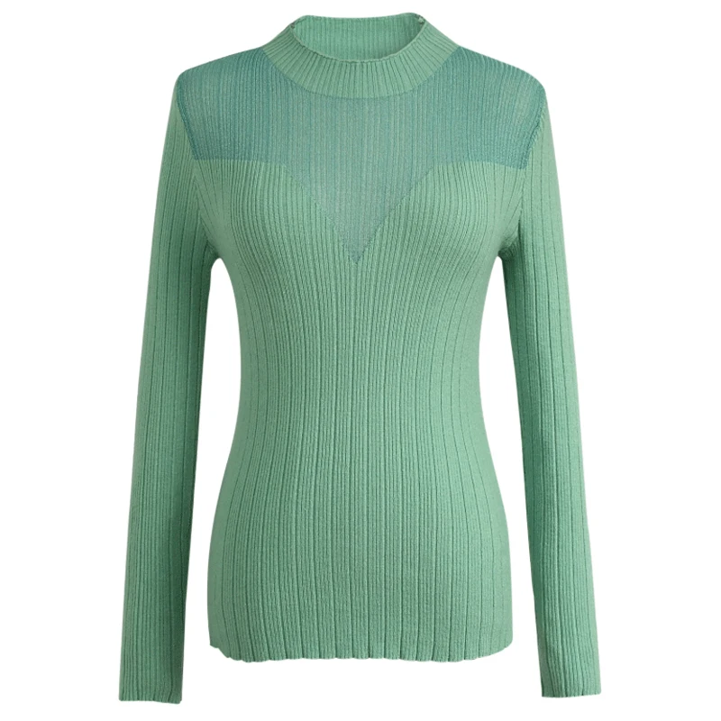 Turtleneck Sweater Womens Autumn Winter Slim Mesh Tops Korean Pullover Jumper Knitted Pull Femme Hiver Truien Green | Женская одежда