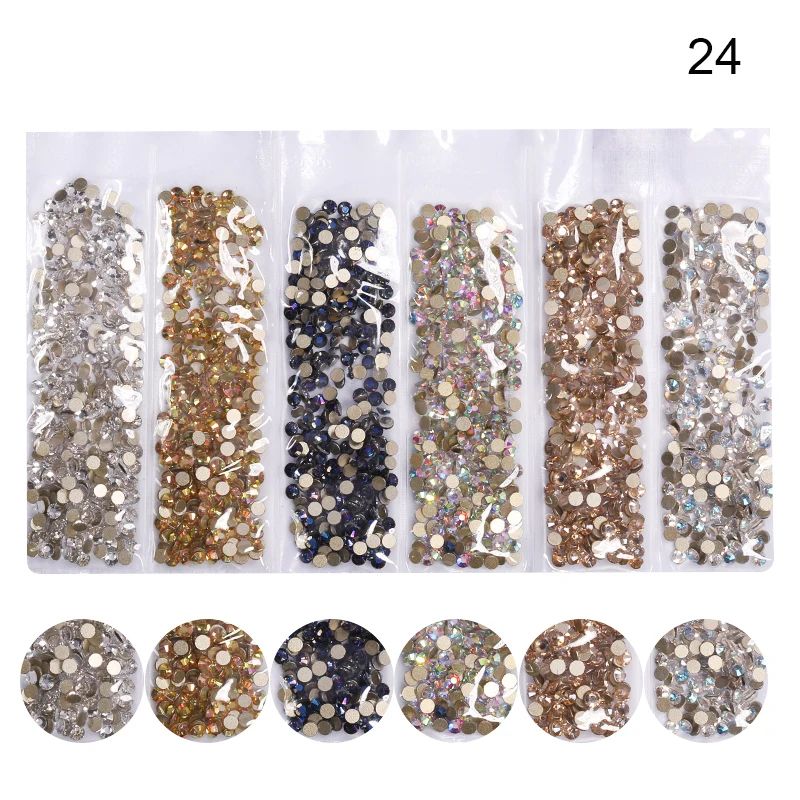 AB цветные прозрачные белые Стразы для ногтей, смешанные размеры, плоские с оборота 3D наконечники, аксессуары для маникюра, художественные украшения - Цвет: 24