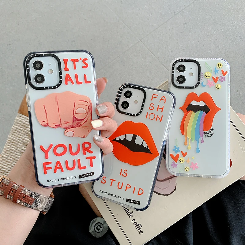 

Fashion Style Phone Case For IPhone Case 13 Pro Max Case Silicone Fist Lips For iPhone 12 Pro Max X XR XS Max 6 7 8 Plus Cover