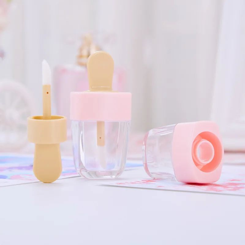 

100pcs 5ml Ice Cream-Shaped Empty Transparent Lip Gloss Tubes, Empty Lip Gloss Container