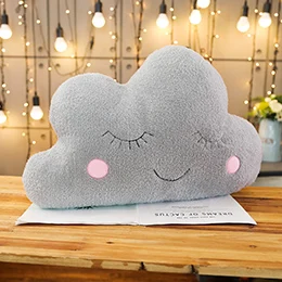 Grey cloud Плюшевые небесные подушки спальные улыбка облако звезда Капля воды подушка в виде Луны детская кроватка Декор природа подушка белый розовый серый - Цвет: Grey cloud