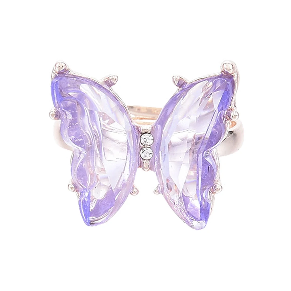 

New Butterfly Ring Purple Fashion Popular Temperament Sweet Romantic Female Jewelry Girl Wedding Gift