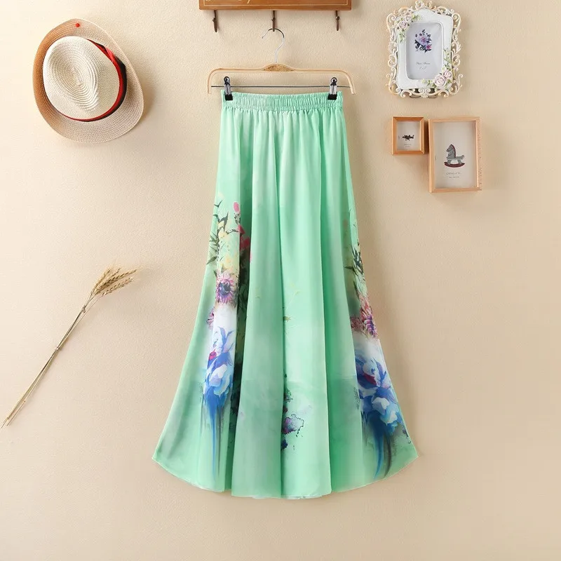 Женская шифоновая юбка в богемном стиле длинная винтажная макси Харадзюку с