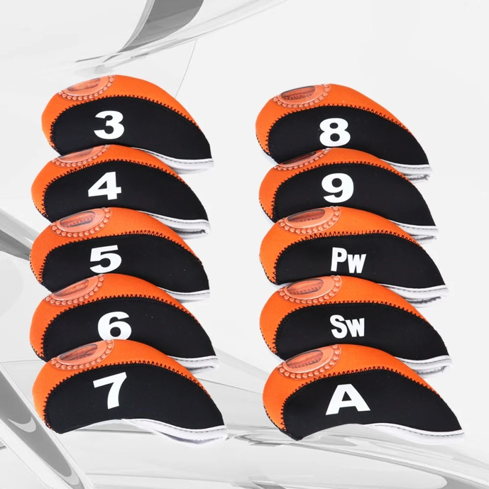 

10 PCS Iron Head Covers Club Covers Neoprene Club Headcovers Iron Putter Headcover Putter Head Protector Set (Black and Red)