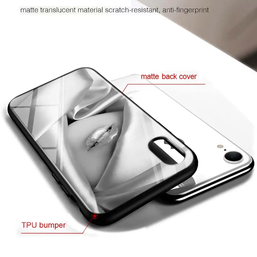 Черный чехол с красными губами для iPhone 11 11Pro X XR XS Max 8 7 6 6S Plus 5S 5 SE глянцевый