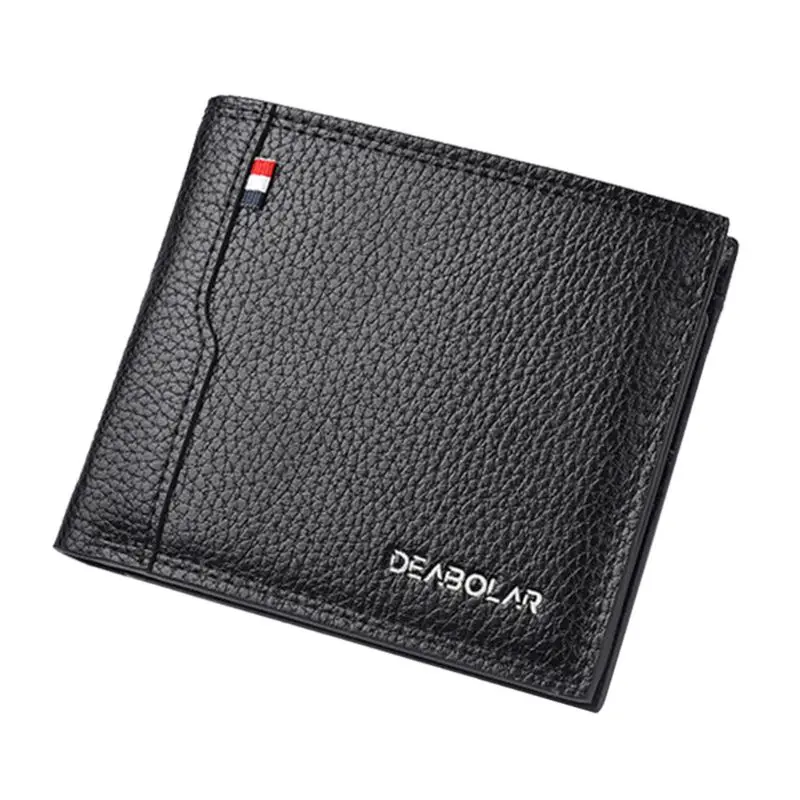 3TT701899-BK1 Мужской короткий кошелек из искусственной кожи, держатель для кредитных карт, водительская лицензия, клатч, двойной карман, кошелек F42A - Цвет: 3TT701899-BK1