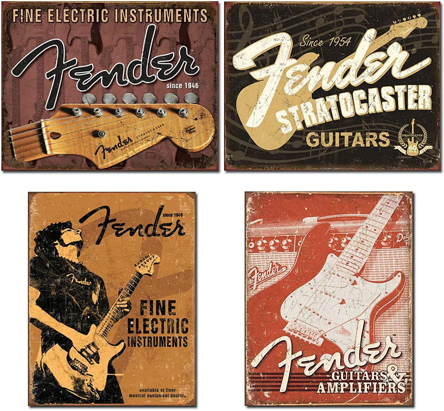 

Retro Tin Sign Fender Stratocaster Guitars Metal Wall Sign Poster Bar Bistro Club Club House Wall Decoration Metal Sign 20*30 CM