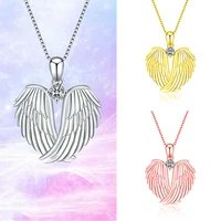 necklace women stainless steel jewelry fairy wings silver white angel wings diamond vintage anniversary gift collares para mujer